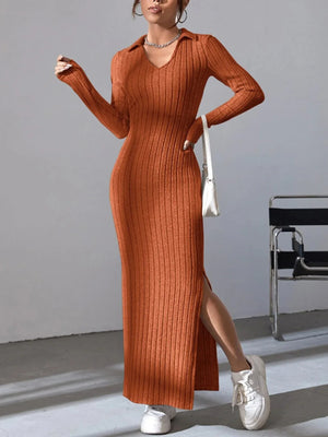 Knitted V-Neck Longdress