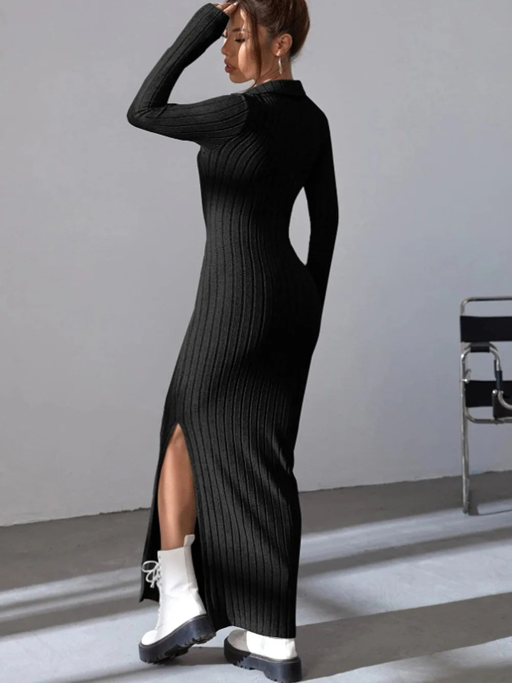 Knitted V-Neck Longdress