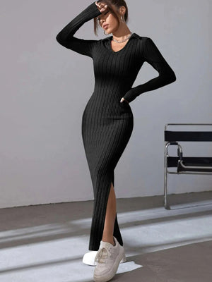 Knitted V-Neck Longdress