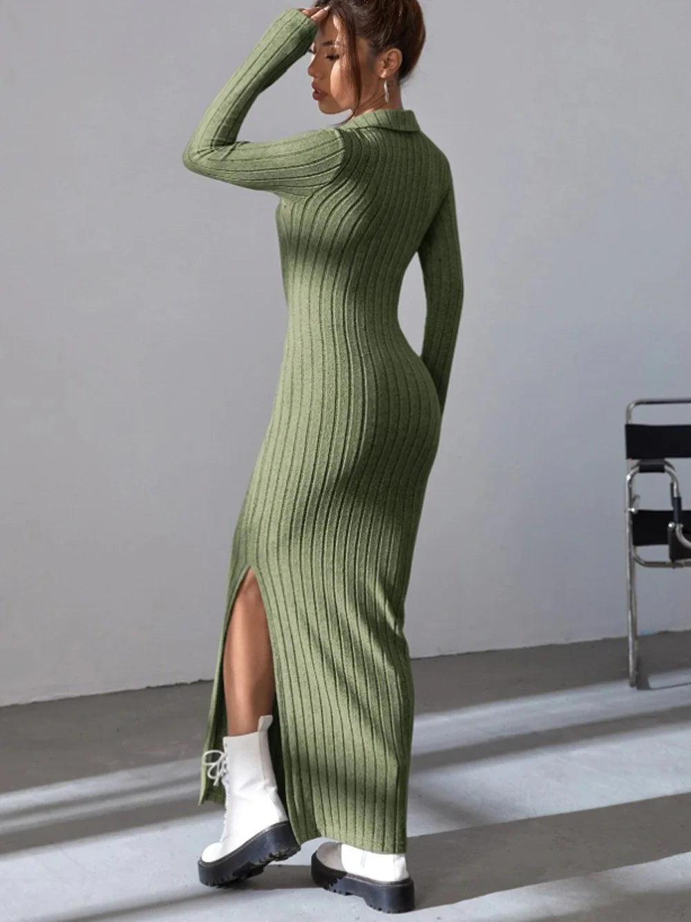 Knitted V-Neck Longdress