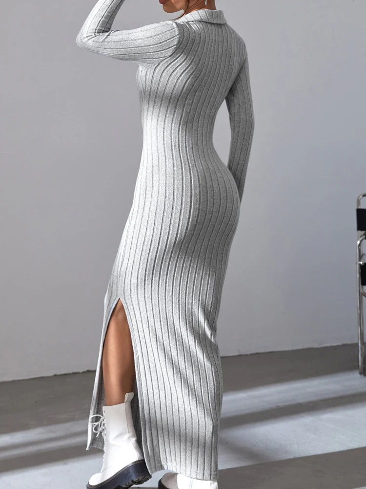 Knitted V-Neck Longdress