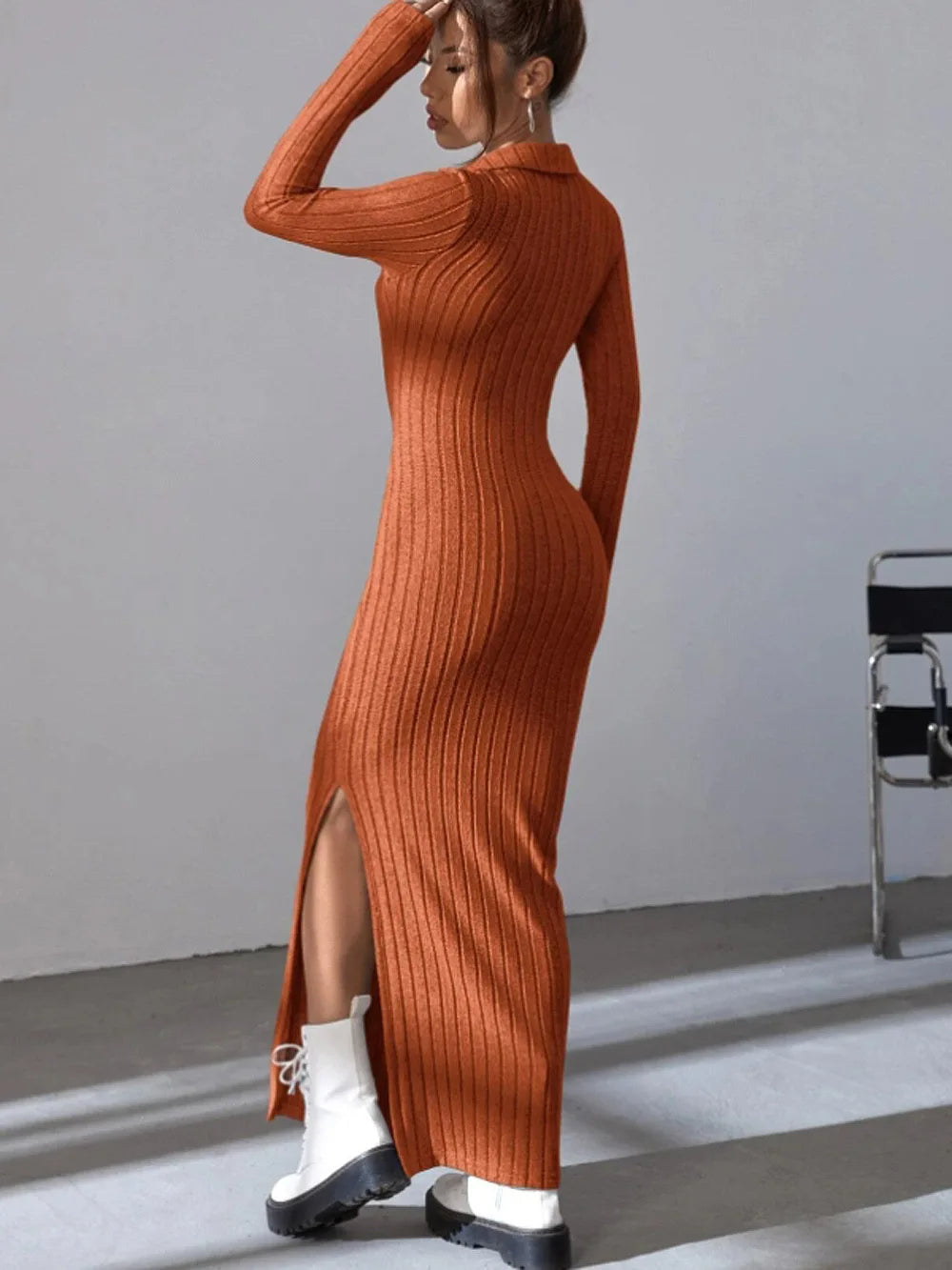 Knitted V-Neck Longdress