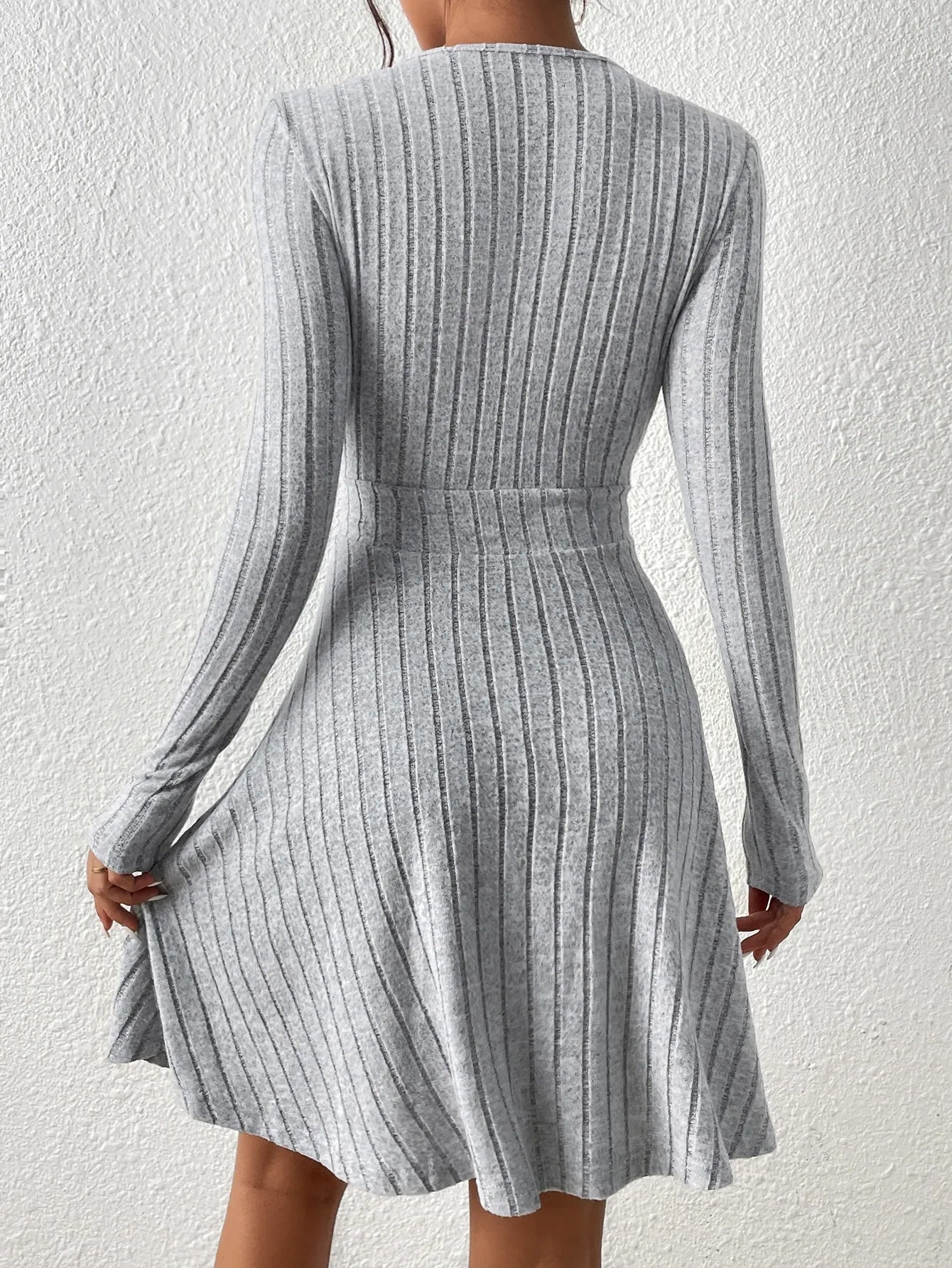 Knitted V-neck Dress